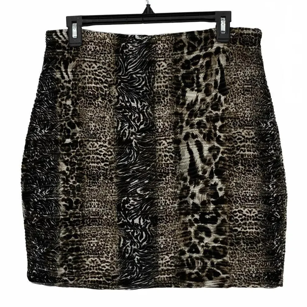 Cato Women's Stretchy Animal Print Striped Mini Skirt Size Large